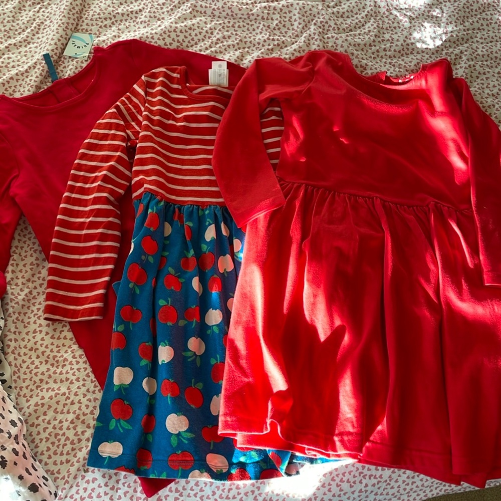 Lot of 3 Primary and Hanna Andersson red dresses
